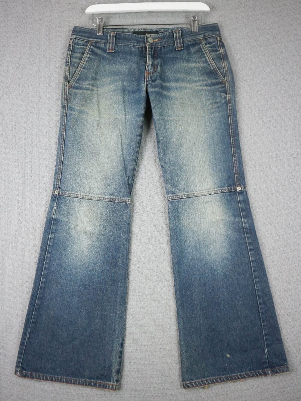 Kitchen Orange Brand Y2K Faded Indigo Low Rise Boot Cut Wide Denim Jeans